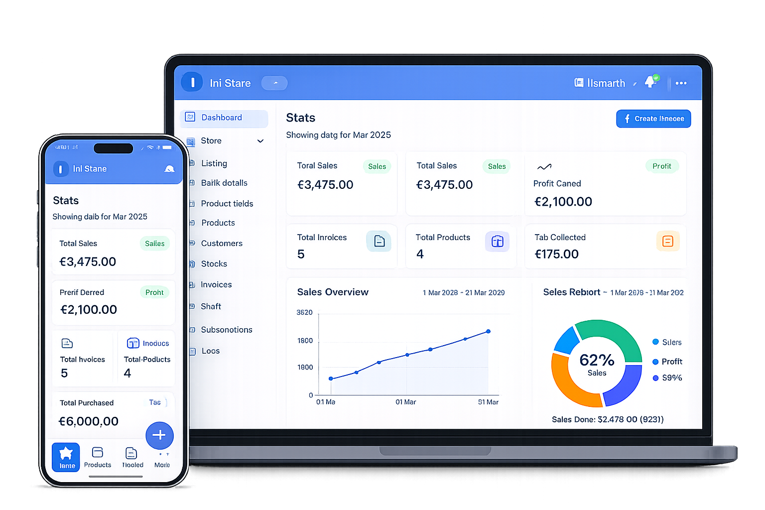 Inivon Bill Book laptop and mobile app dashboard